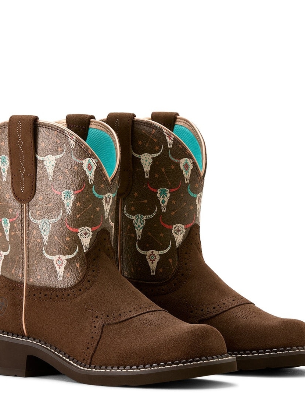 ARIAT Brown Western Heeled Boots Steer Size Youth 5 Women's 6.5 - Picture 4 of 4